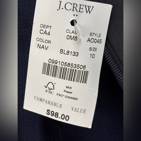 J.Crew  NWT Navy blue dress -white trim  10 - Picture 10 of 11